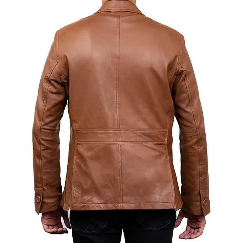 Allure Brown Casual Leather Blazer