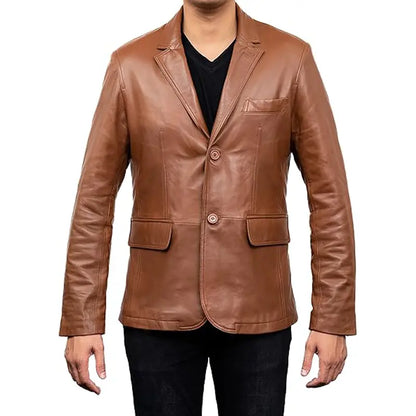 Allure Brown Casual Leather Blazer