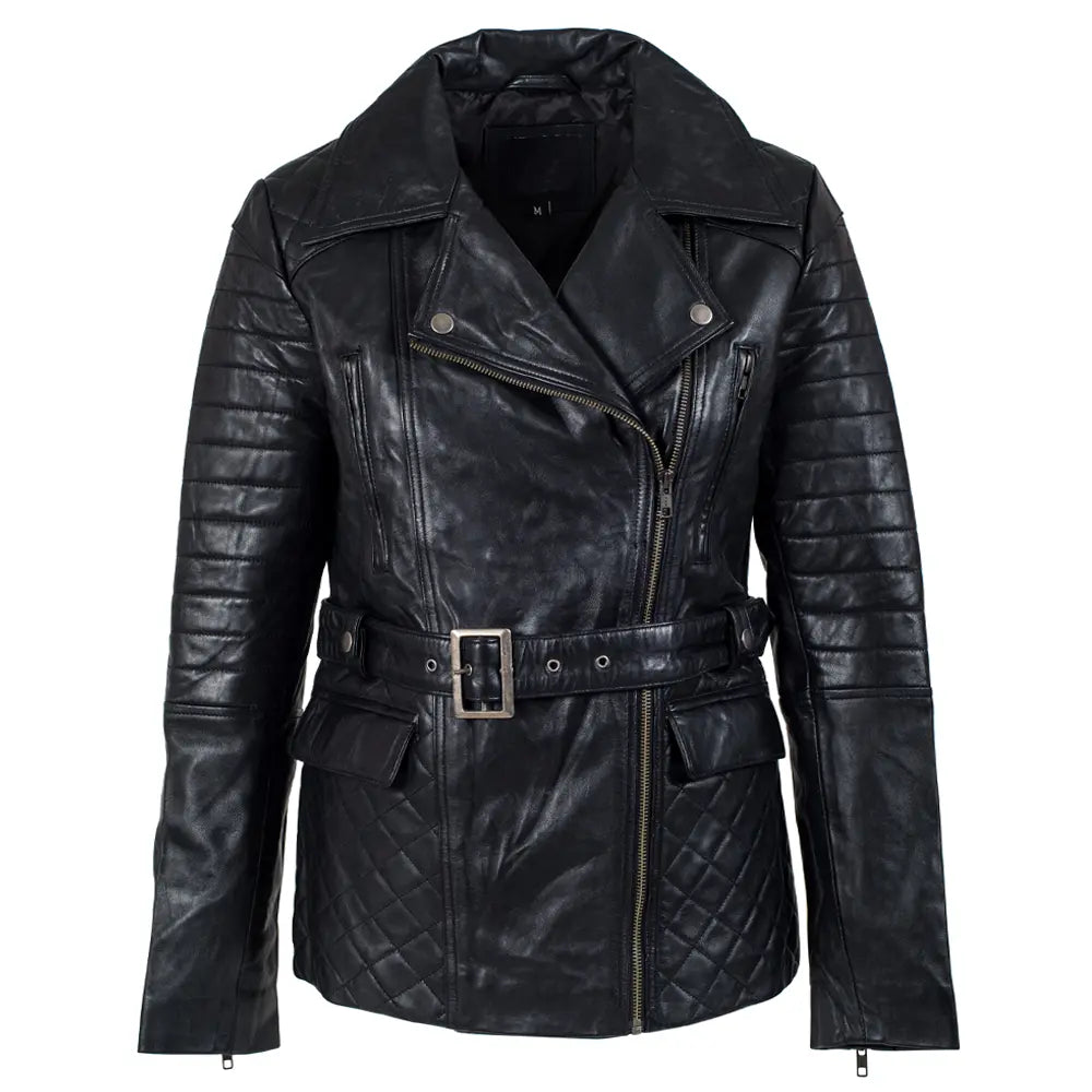 Daniel Quilted Black Leather Biker Jacket