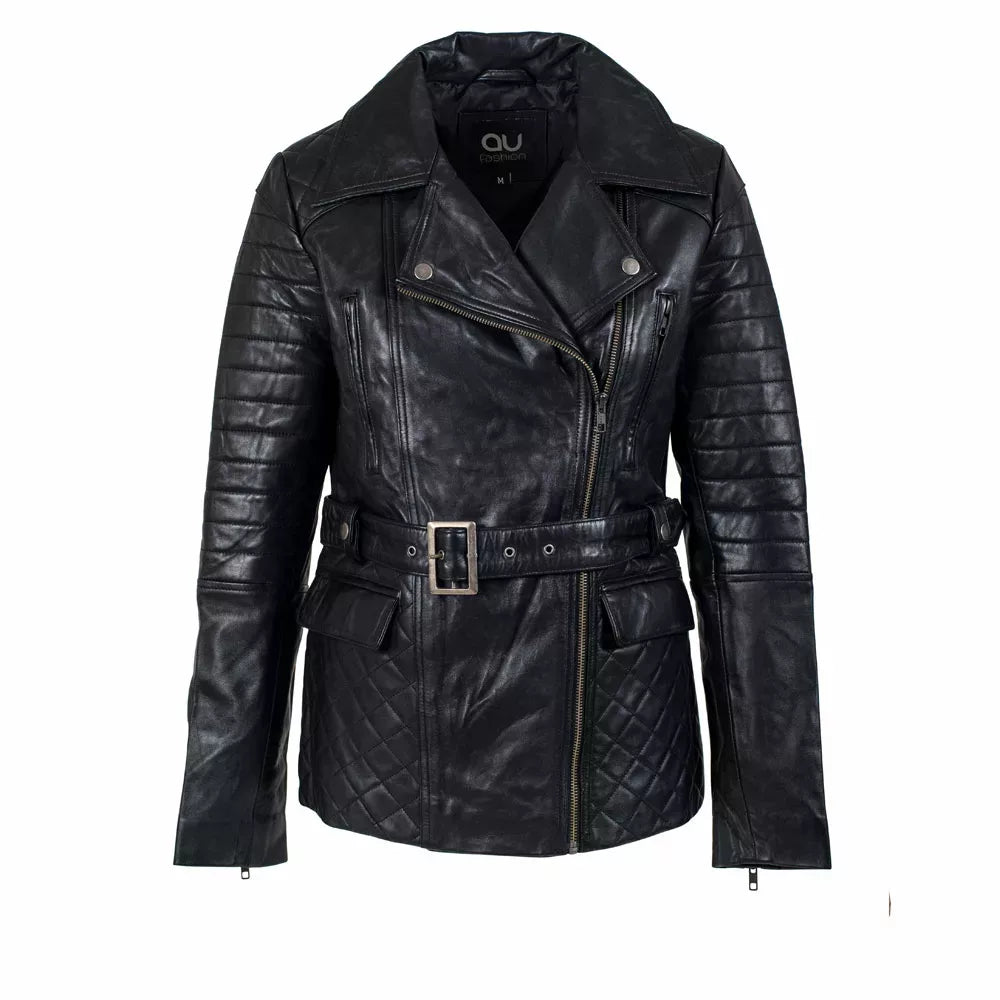 Daniel Quilted Black Leather Biker Jacket