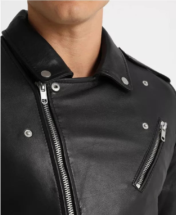 Dark Knight Black Leather Biker Jacket