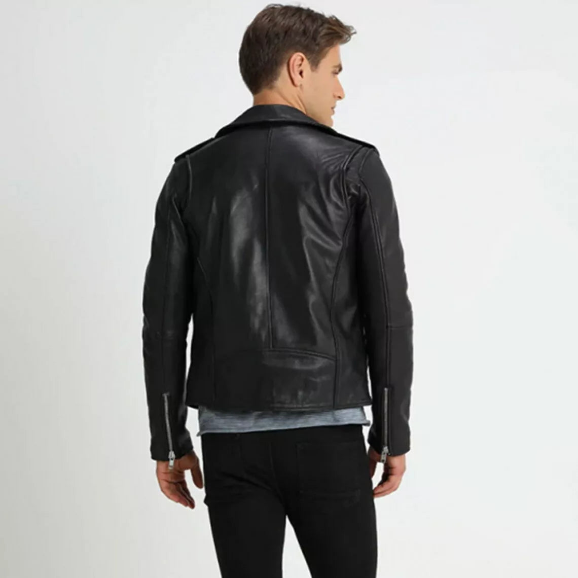 Dark Knight Black Leather Biker Jacket