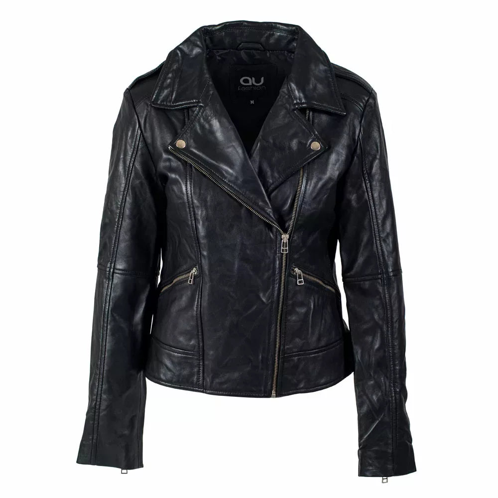 Denise Black Moto Leather Jacket