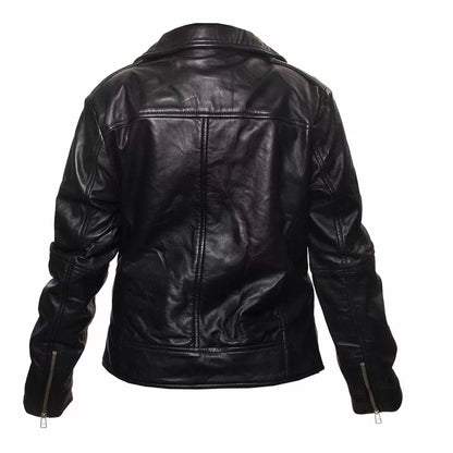 Denise Black Moto Leather Jacket