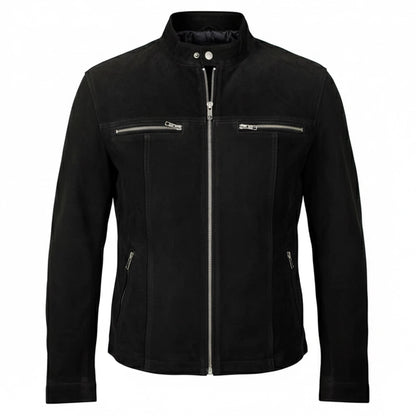 Black Biker Suede Leather Jacket