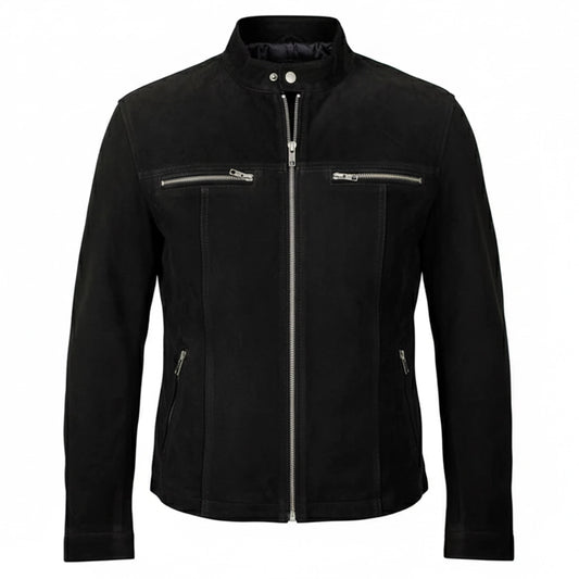 Black Biker Suede Leather Jacket