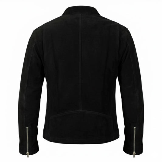 Black Biker Suede Leather Jacket