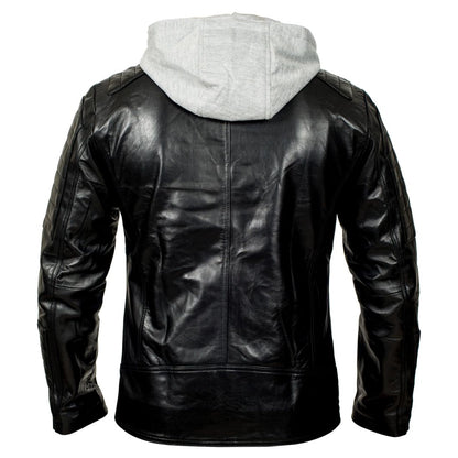 Hooded Biker Leather Jacket