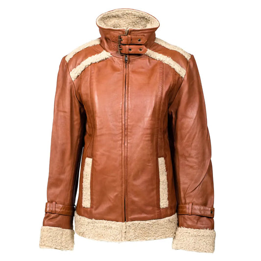 High Collar Fur Leather Jacket