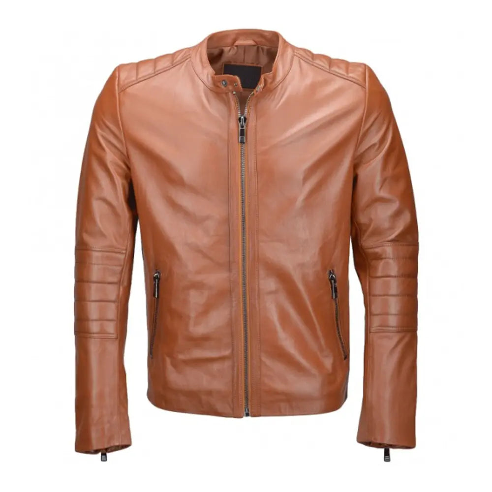 Desert Tan Biker Leather Jacket