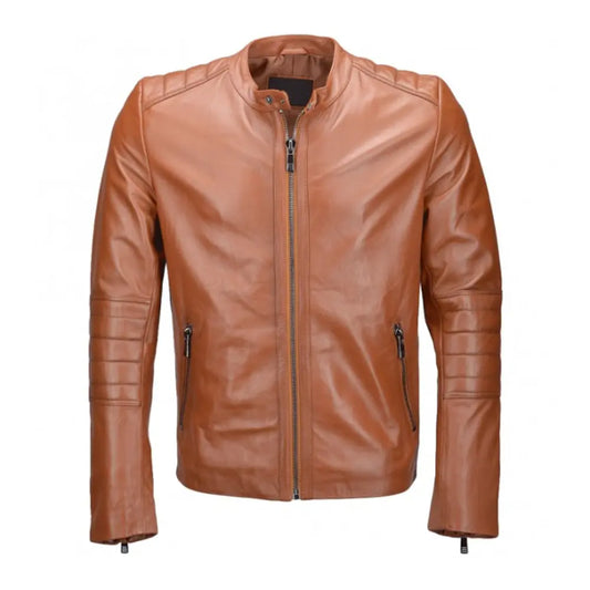 Desert Tan Biker Leather Jacket