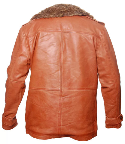 Macoona Brown Fur Leather Jacket
