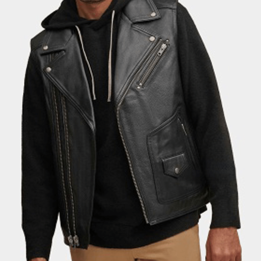 Casual Black Leather Vest