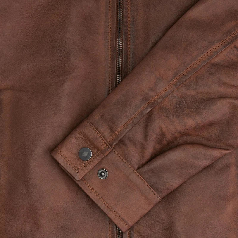 Coffmen Brown Leather Biker Jacket