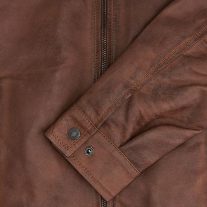 Coffmen Brown Leather Biker Jacket