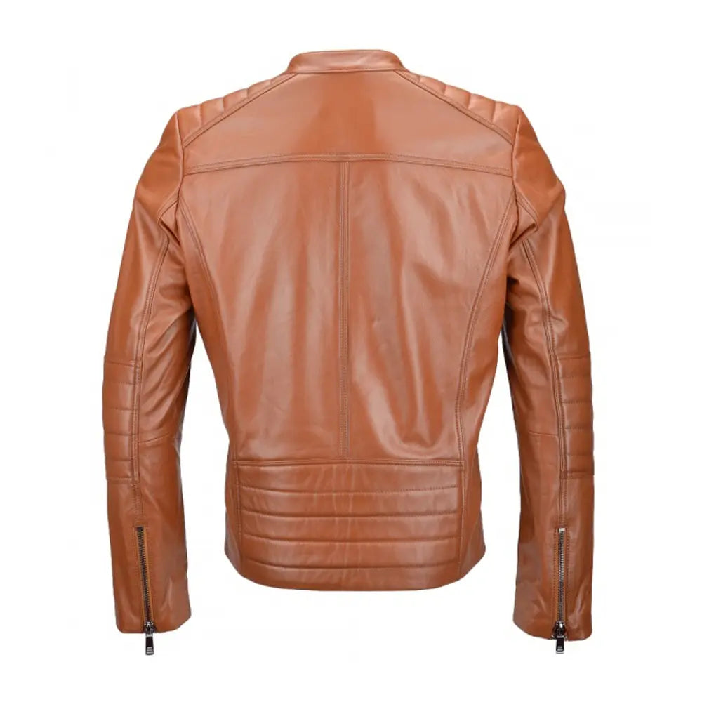 Desert Tan Biker Leather Jacket