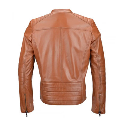 Desert Tan Biker Leather Jacket
