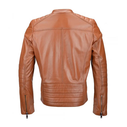Desert Tan Biker Leather Jacket