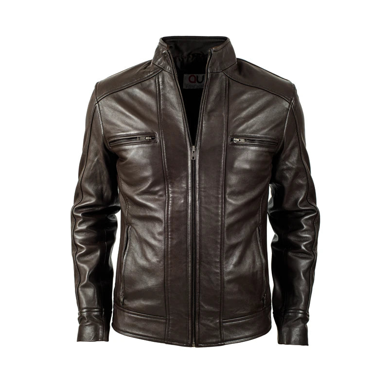 Mocha Brown Racer Leather Jacket