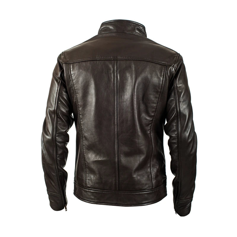 Mocha Brown Racer Leather Jacket