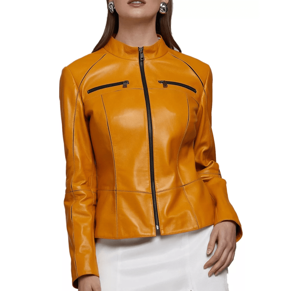 Amber Moto Biker Leather Jacket