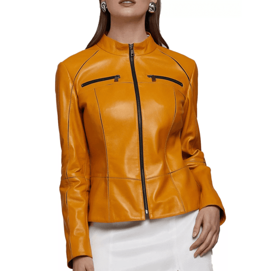 Amber Moto Biker Leather Jacket