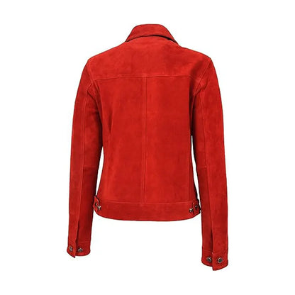 Red Suede Biker Jacket