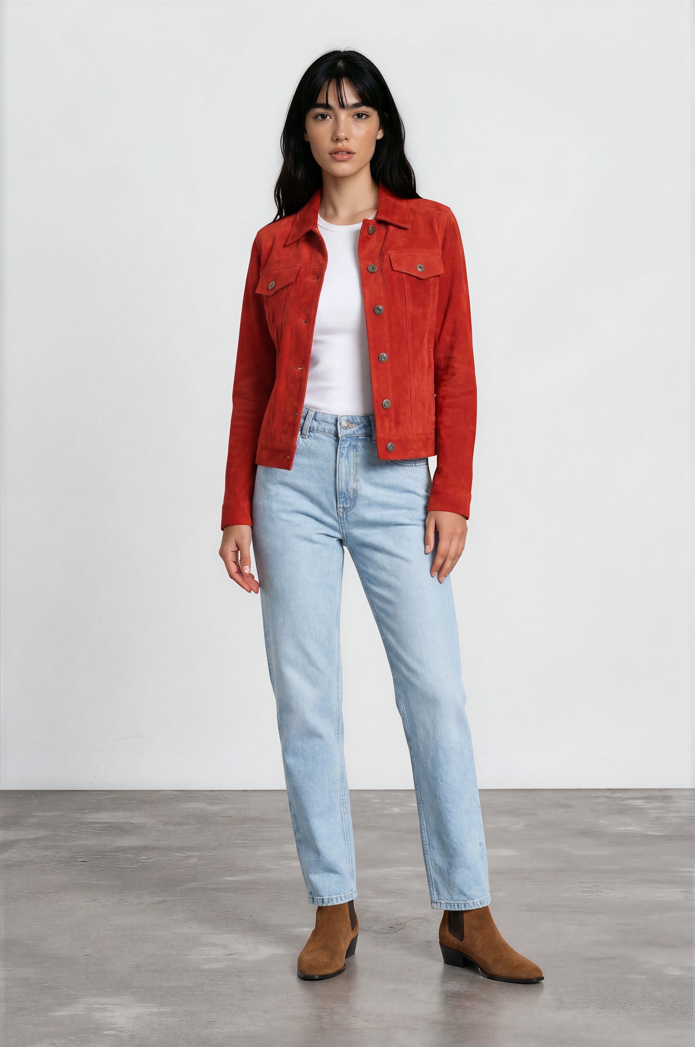 Red Suede Biker Jacket