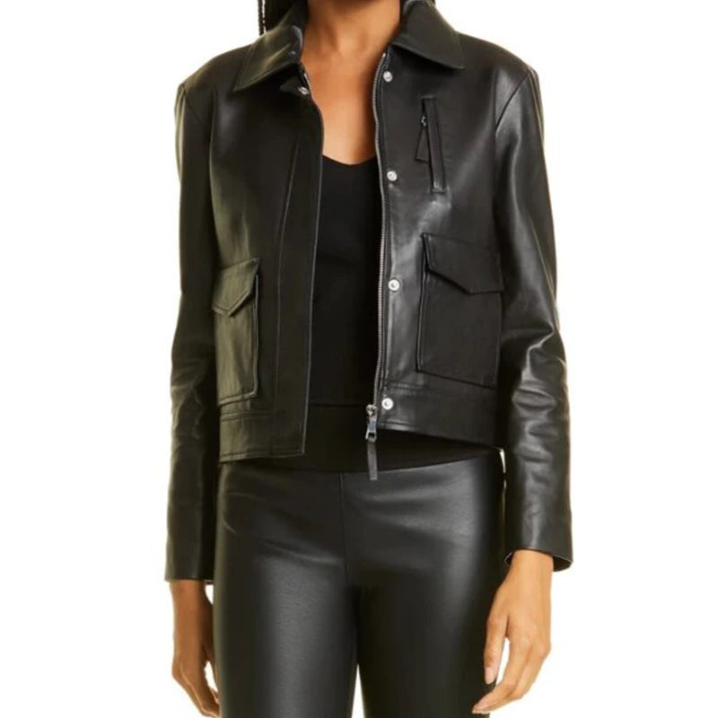 Metro Charm Black Leather Jacket