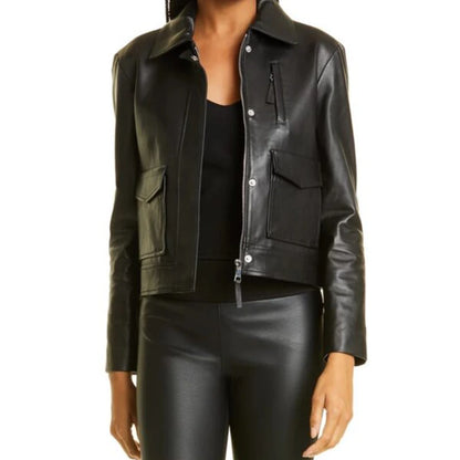 Metro Charm Black Leather Jacket