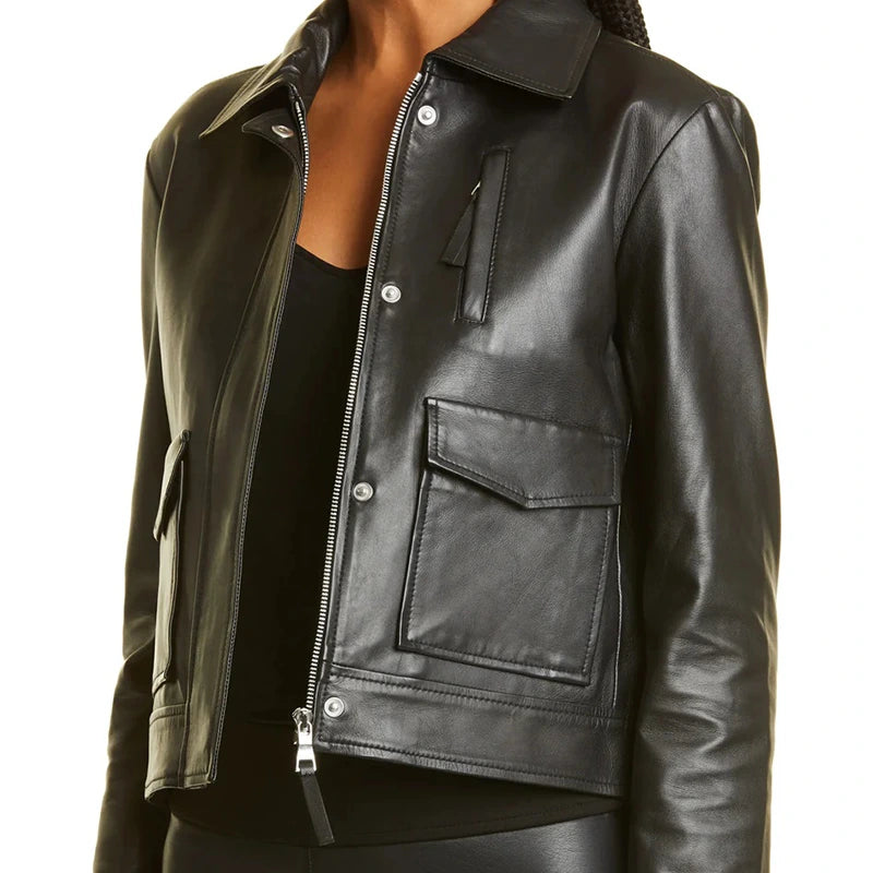 Metro Charm Black Leather Jacket