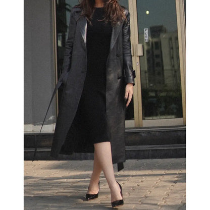 Black Leather Trench Coat