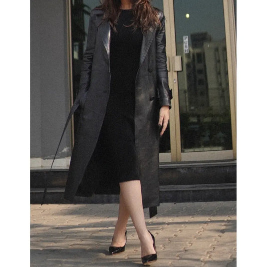 Black Leather Trench Coat