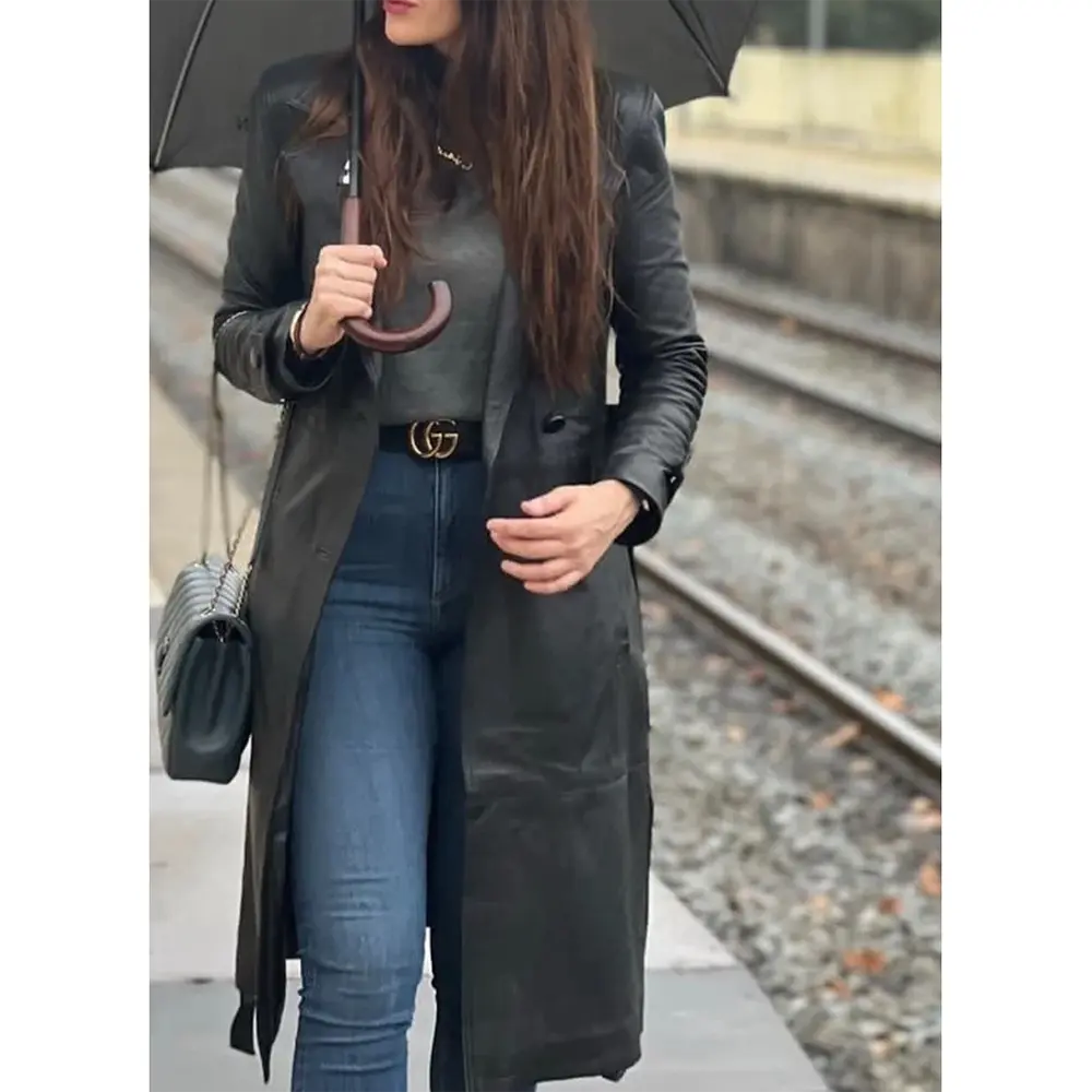 Black Leather Trench Coat