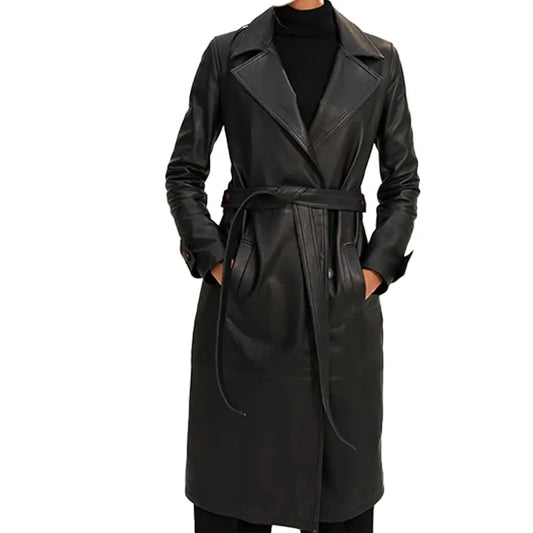Black Leather Trench Coat