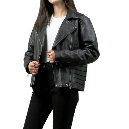Notch Biker Black Leather Jacket
