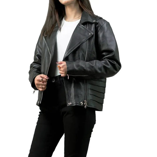 Notch Biker Black Leather Jacket