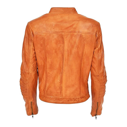 Iconic Tan Leather Biker Jacket