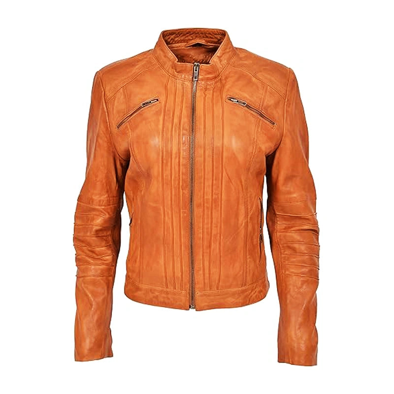Iconic Tan Leather Biker Jacket