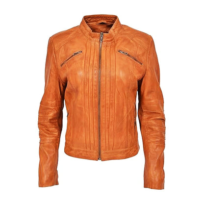 Iconic Tan Leather Biker Jacket