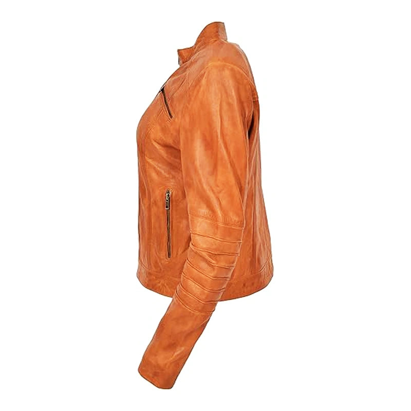 Iconic Tan Leather Biker Jacket