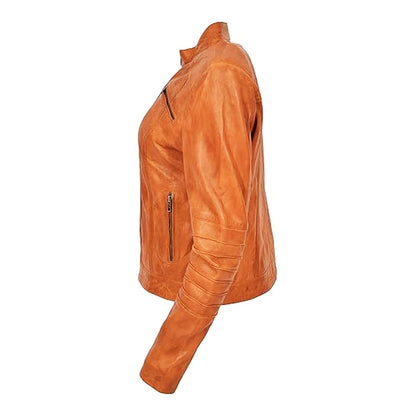 Iconic Tan Leather Biker Jacket