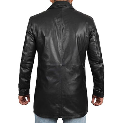 Casual Black Leather Coat