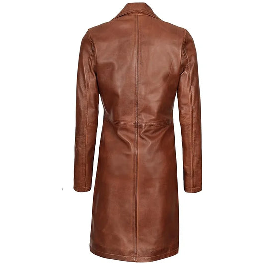 Mocha Brown Leather Coat