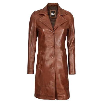 Mocha Brown Leather Coat