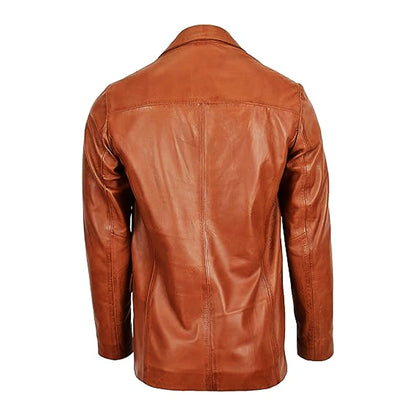 Maverick Tan Leather Blazer