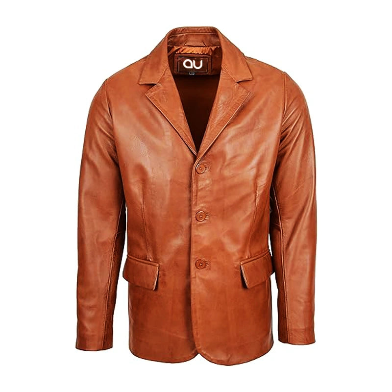 Maverick Tan Leather Blazer