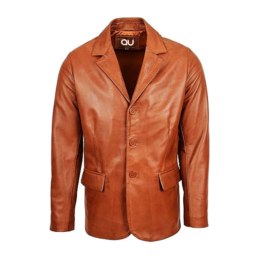 Maverick Tan Leather Blazer