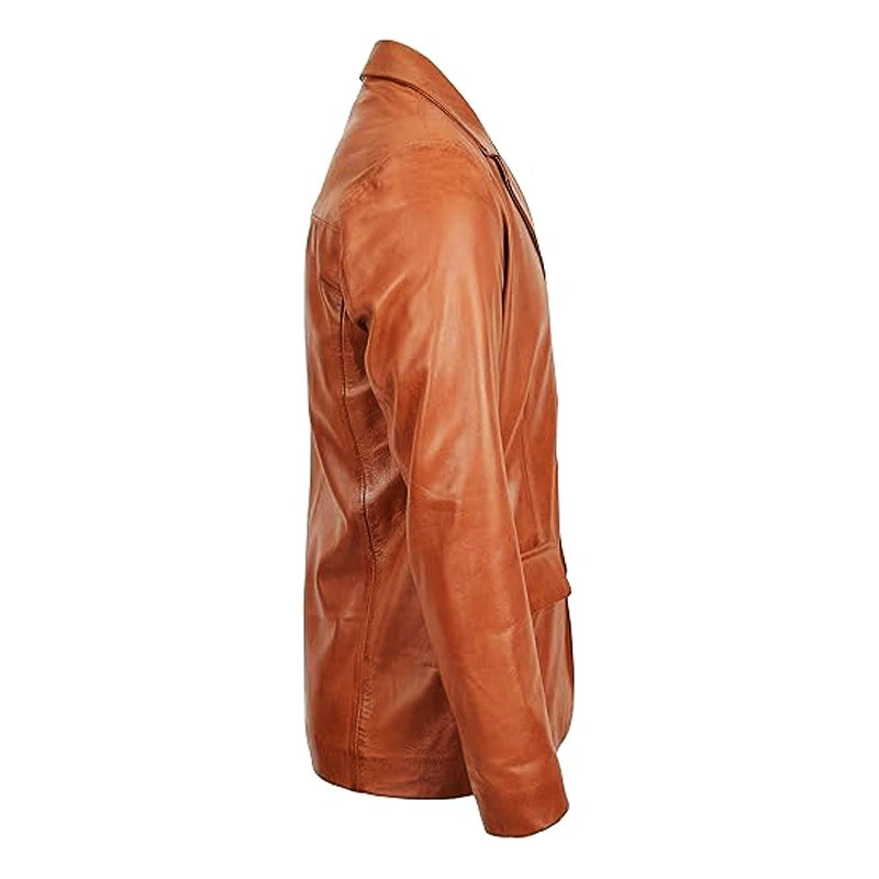 Maverick Tan Leather Blazer