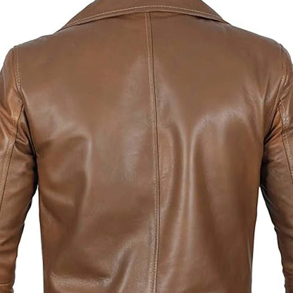 Maverick Brown Leather Long Coat